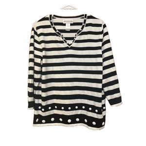 Alfred Dunner Women’s Black and White Striped Sweater
00